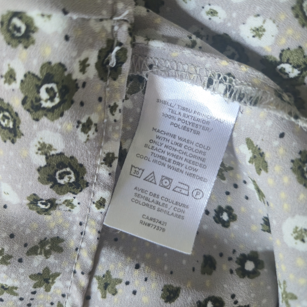 Ann Taylor Factory Floral Ruffle Sleeve Blouse - Grey and Green - Picture 6 of 10